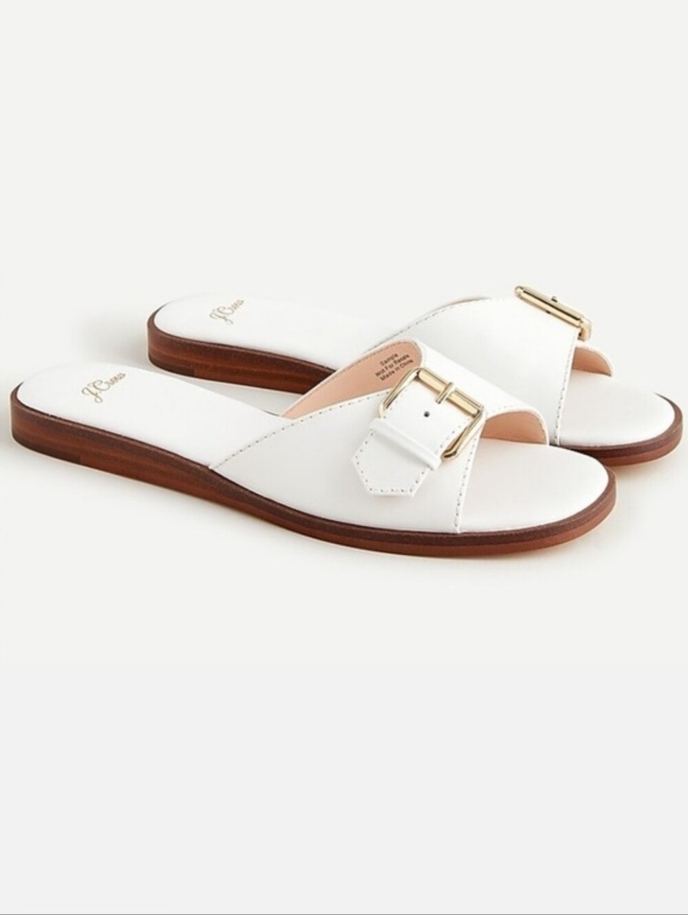 NWOT J. CREW Vachetta Simple Buckle Gretchen Slide Ivory Size 11